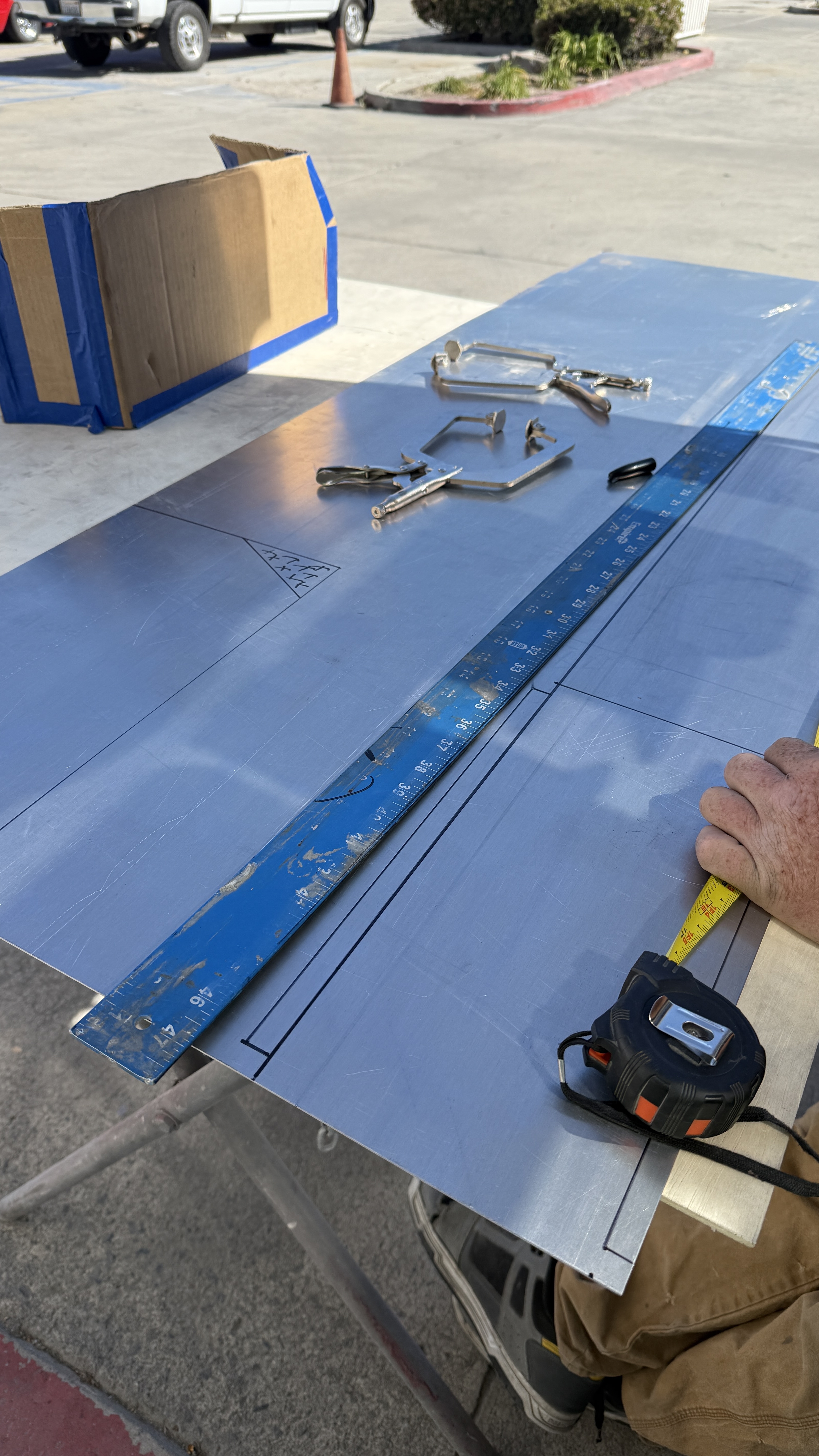 Cutting and measuring aluminum sheet for the custom battery case